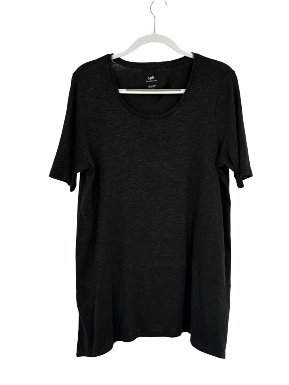 J Jill 100% Pima Cotton Dipped-Hem Tunic Women’s Size Large Black